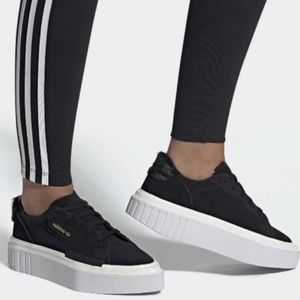 Adidas Hypersleek Suede Pointed Toe Platform Black Sneakers Size 7.5